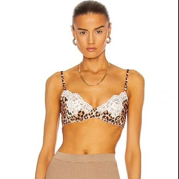 Fleur Du Mal James Leopard Lace Padded Bra - Picture 1 of 6